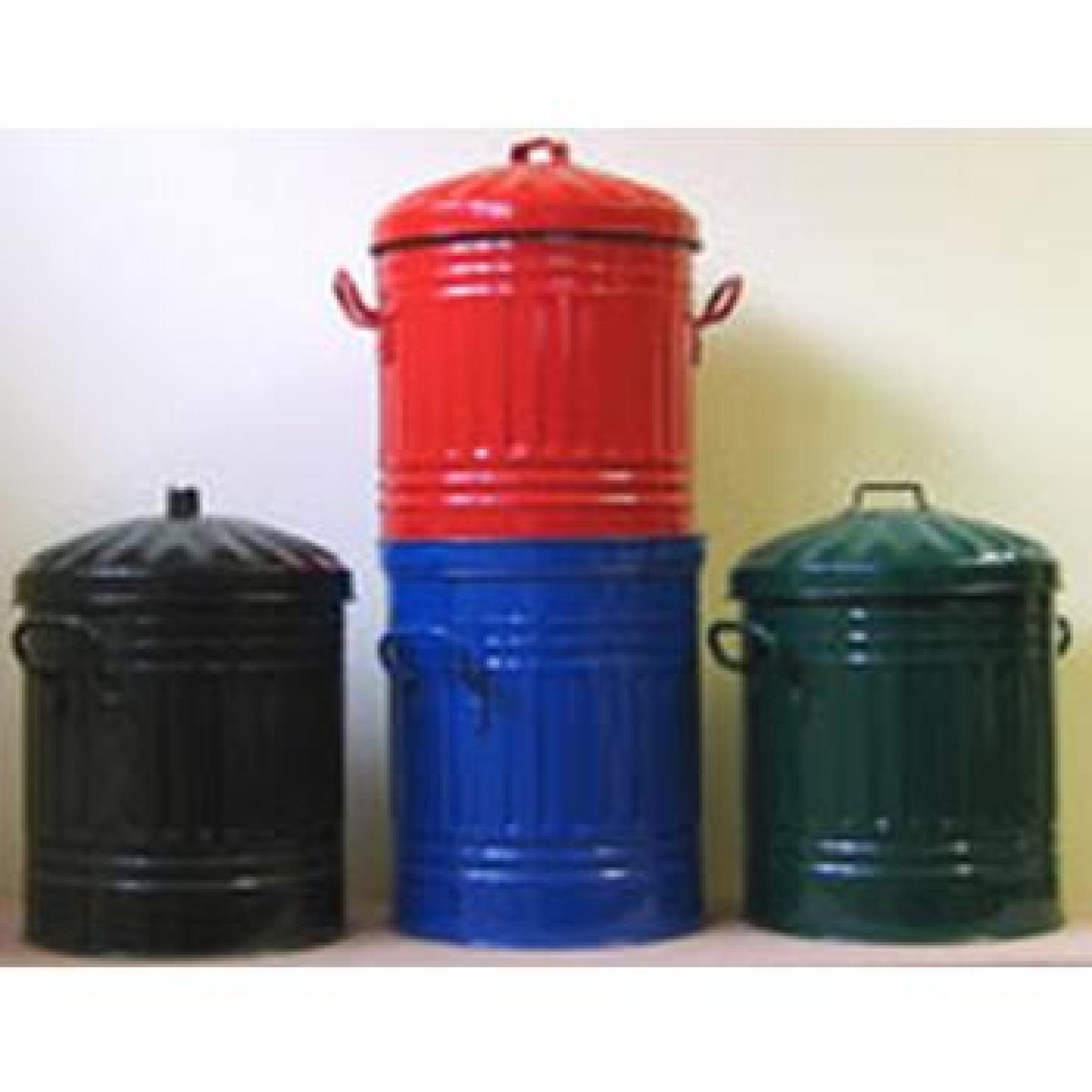 small metal bin with lid